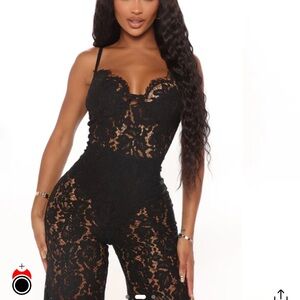 Fashion Nova Black Lace Jumpsuit